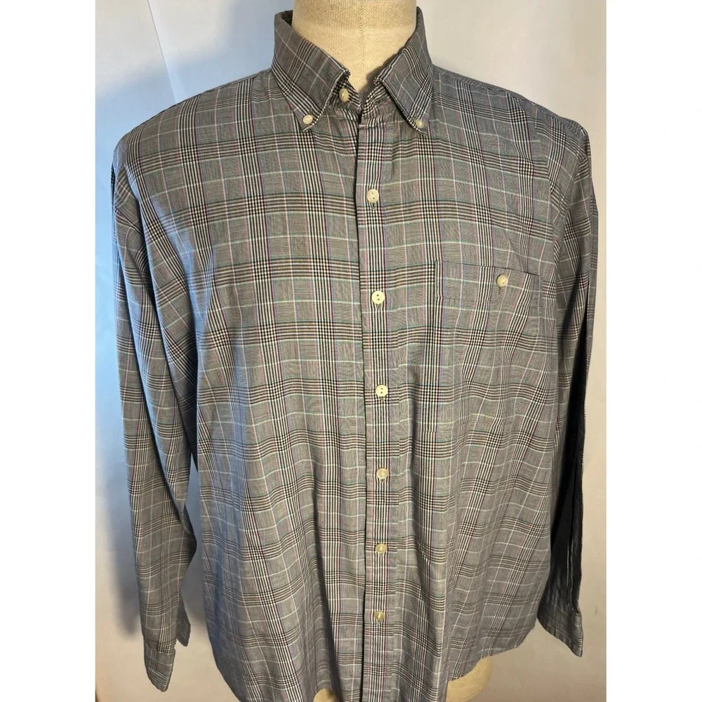 Colours By Alexander Julian Gray Long Sleeve Button Up Shirt Size XL 17-17 1/2